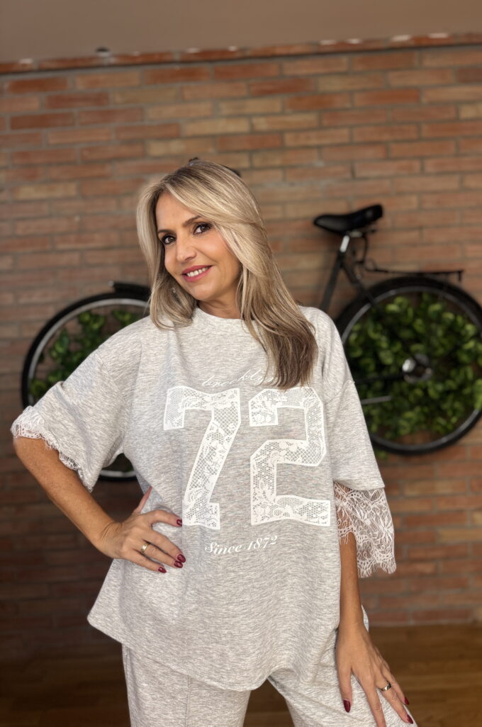 Sudadera Encaje - Única, Gris claro