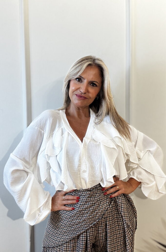 Camisa Blusa Volantes - Única, Blanco