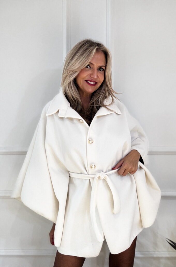 Poncho Paño Lazada - Única, Beige