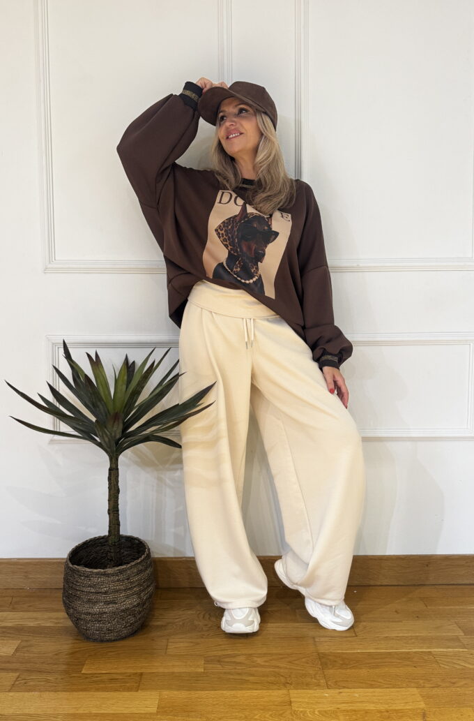 Pantalon Algodón Doble Cintura - Única, Beige