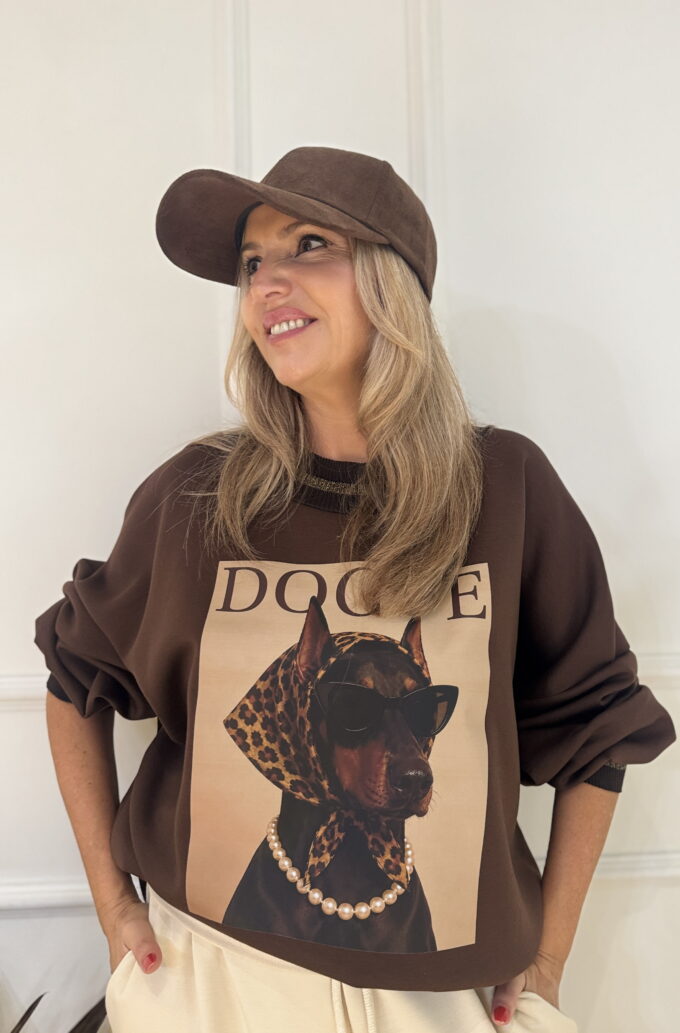 Sudadera Estampada - Única, Marrón oscuro