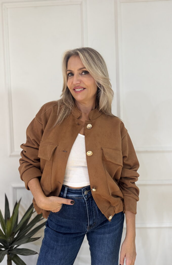 Chaqueta Cargo Antelina - Única, Brick