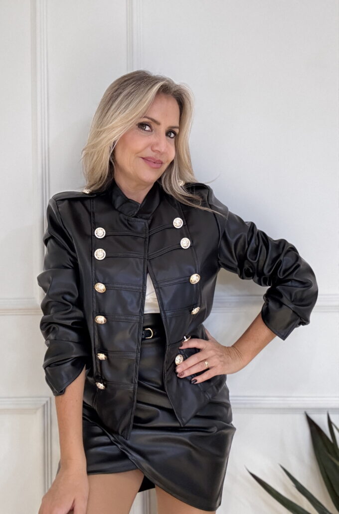 Chaqueta Polipiel French - Única, Negro