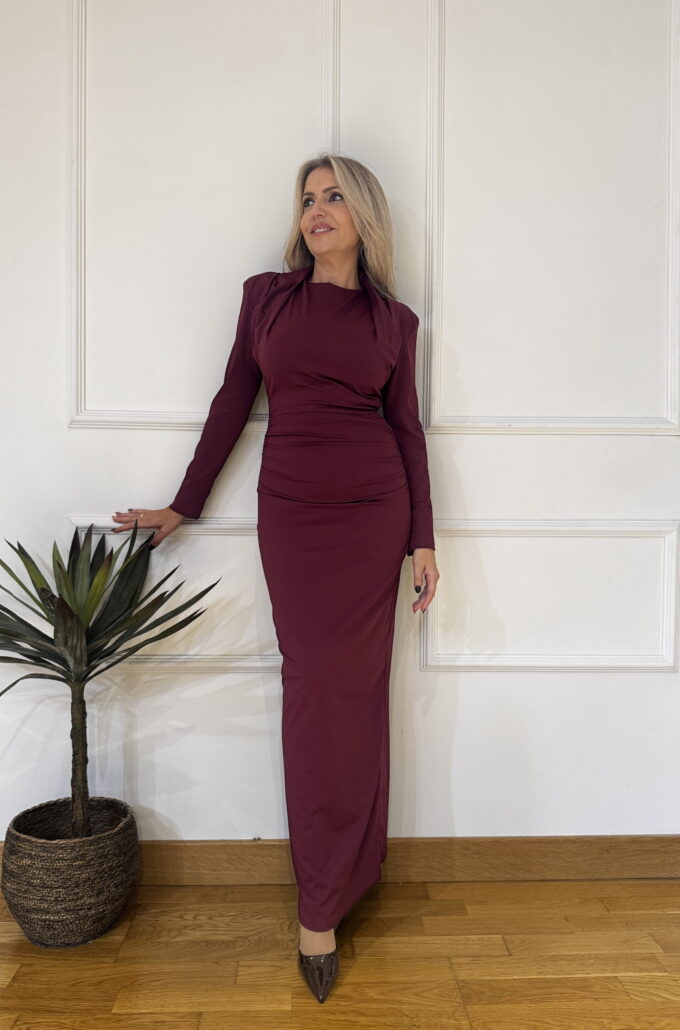 Vestido Hombreras Pliegues