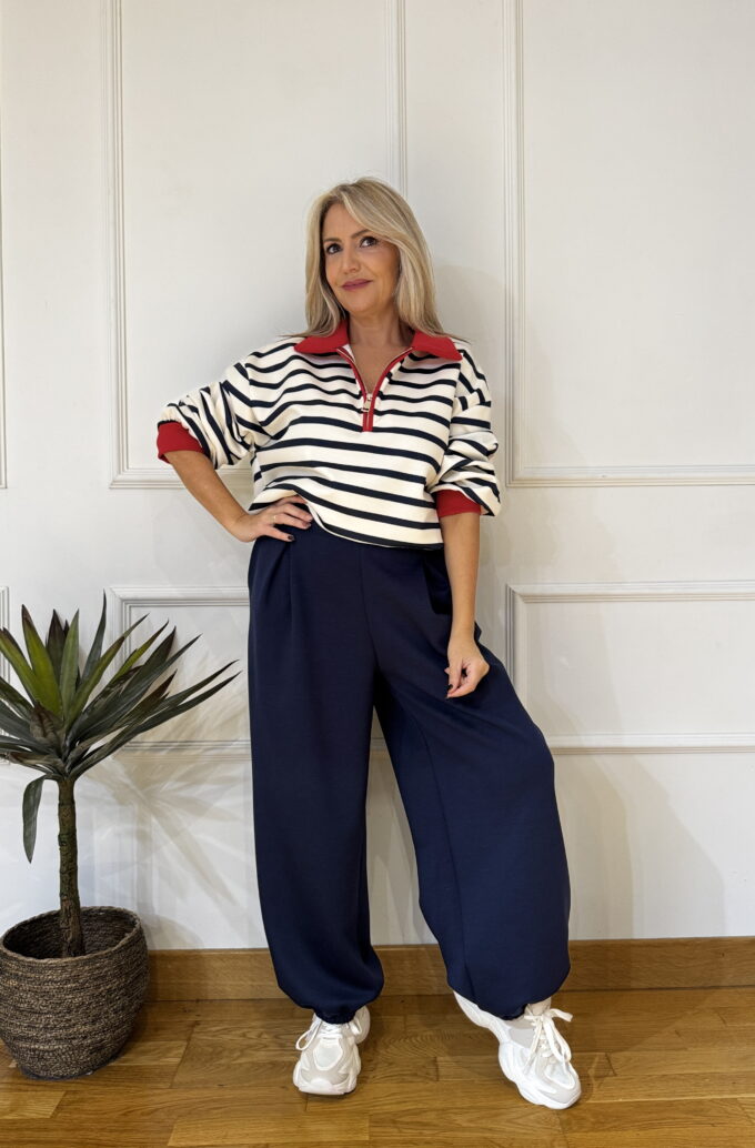 Pantalon Algodón Pinzas - Única, Azul Marino
