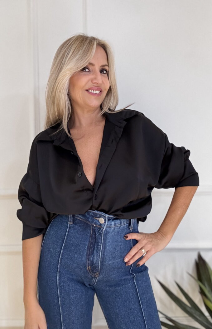 Camisa Raso - Única, Negro