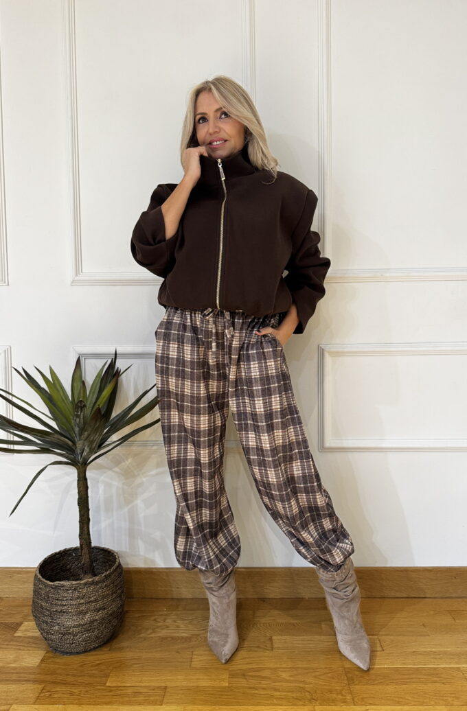 Pantalon Cuadros Patente - Única, Arena