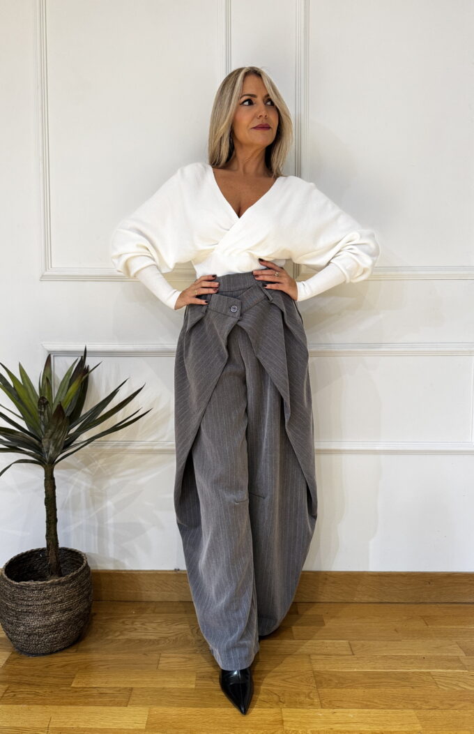 Pantalon Diplomática Solapado - Única, Gris claro